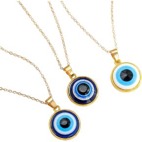 3 Pcs Evil Eye Necklace,Blue Eye Pendant Necklace Evil Eye Necklace for Women Turkish Blue Eye Necklace Gold Evil Eye Necklace for Women