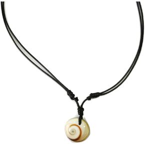 Shiva Eye Shell Necklace Healing Protection for Boys Girls Black Cord Adjustable N-107