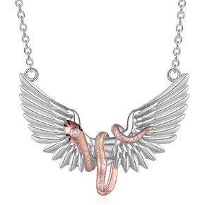 YFN Raven Pendant Necklace for Women Snake Necklace Sterling Silver Abalone Shell Viking Raven Crow Triple Moon Goddess Gothic Jewelry Gifts for Women Men