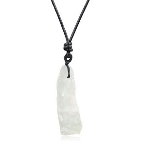 COAI Leather Cord Raw Crystal Necklace