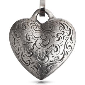 – Florentine Heart Zipper Pull Charm, Heart Shaped Clip-on Accessory for Purse, Backpack, Bag & Coat, Romantic Fine Pewter Gift, Handcast In USA, 7/8" High