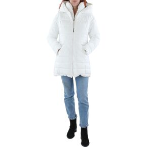 Laundry by Shelli Segal Women's 3/4 Puffer Jacket with Hood and Velvet Trim in Kuwait