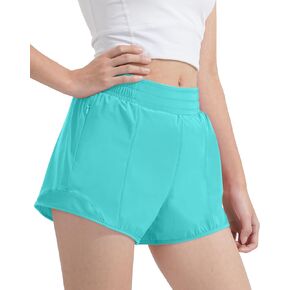 Girls Athletic Shorts with Liner Quick Dry Running Soccer Shorts with Zip Pockets for Kids Active Sports Volleyball