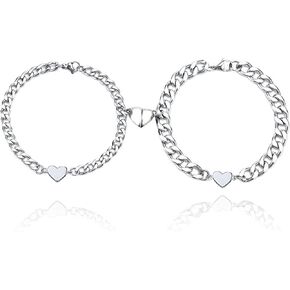 2pcs Couple Bracelets Set Cuban Chain Bracelet Love Relationship Bff Bracelet sun moon Promise Couples Bracelets for Boyfriend Girlfriend Gifts