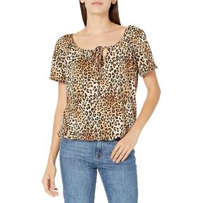 Star Vixen Women's Plus Size Short Slit Sleeve Keyhole-tie Peasant Top in Kuwait