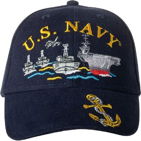 United States Navy USN Ship Fleet by Sea, Air and Land Embroidered Cap Hat - Adjustable Blue