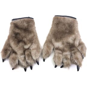 Bear Paw Gloves Wolf Claws Gloves Hairy Hands Gloves Werewolf Costume Claws Paw Gloves Halloween Animal Paws Gloves Costume Hands Handwear Cosplay Fancy Dress for Kids Adults