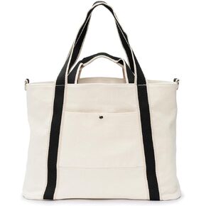 Canvas Tote Bag for Women Large Shoulder Bag Boho Top Handle Handbag Bag for Work Travel Beach Shopping 18L