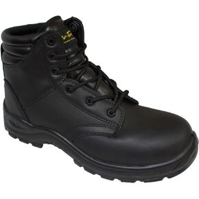 Ad Tec Men's Ankle Laceup Composite Toe Leather Work Boot, Black | Injection Molded Oil Resistant Outsole & Comfort Padded Collar