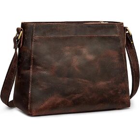 S-ZONE Medium Women Vintage Genuine Leather Crossbody Bag Shoulder Purse Handbag