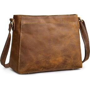 S-ZONE Medium Women Vintage Genuine Leather Crossbody Bag Shoulder Purse Handbag