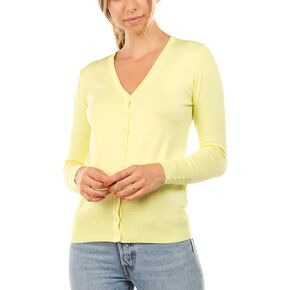 Cielo Women's Regular Solid Long Sleeve Cardigan with Decorative Buttons