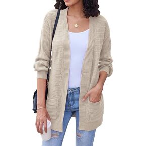 Bluetime Women's Fall Long Sleeve Open Front Soft Knit Cradigan Sweater Coat Outwear