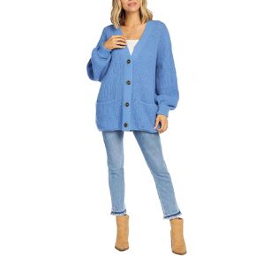 Mud Pie womens Mud Pie Shelton Cardigan, Medium/Large, Blue Cardigan Sweater, Blue, Medium-Large US