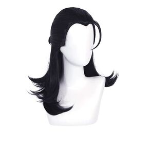 Anime Cosplay Wig Black Hair Cosplay Wig Cap Synthetic Party Props Men Accessories (B)