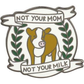 WSNANG 269 Cow Vegan Gift Not Your Mom Not Your Milk Enamel Pin Brooch Vegan Quote Cow Animal Activism Jewelry Vegetarian Gift