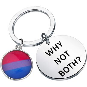 CENWA BiSexual Jewelry Bi Pride Keychain Bi Pride Jewelry Bisexual Gift Queer Pride Gifts Why Not Both Keychain