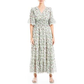 Max Studio Women's V-Neck Tiered Maxi Dress