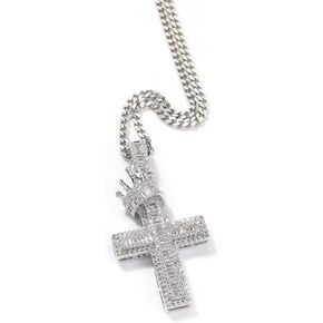 Cross Pendant Brass Plated 18k Gold/White Gold Cross Necklace 5A+ Square Zircon Crown Cross Jewelry