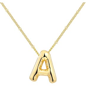 14K Gold Plated Balloon Initial Necklaces for Women - Bubble Letter Necklace Dainty Gold Initial Charm Pendant Necklace Jewelry Gift For Women Girls
