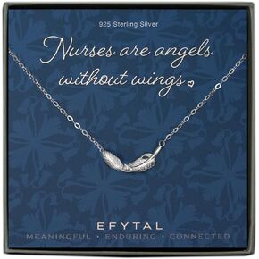 EFYTAL Nurse Gifts for Women, Sterling Silver or Gold Plated Feather Necklace, RN Gifts for Nurses, Gift for Practitioner, Graduation, School Nurse, Registered Nurse