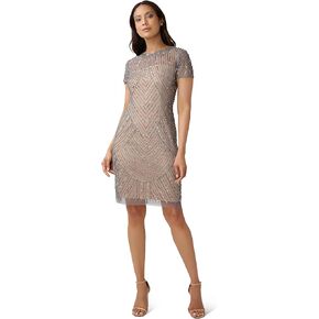 Adrianna Papell Women's Short Beaded Cocktail Dress
