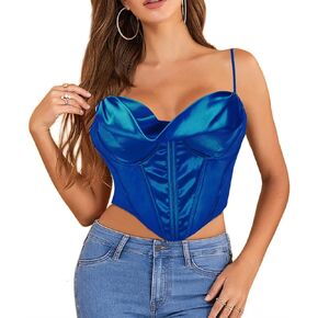 bslingerie Women Rave Party Crop Top Tummy Control Bustier Corset Blouse