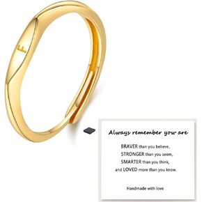 Gold Initial Letter Ring For Women, Capital Alphabet 14k Gold Plated Dainty Plain Adjustable Stackable Pinky Statement Teen Girls Jewelry Gifts