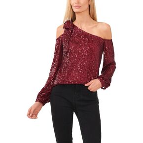CeCe Sequin One Shoulder Top