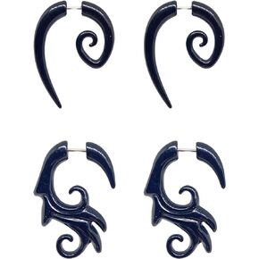 2 Pairs Acrylic Punk Unisex Stud Earrings Sprial Shaped Piercing Fake Ear Plug Cheater Earring For Women Girls And Men