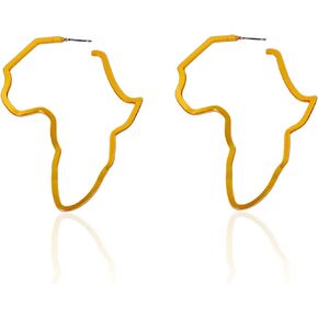 Seakuur African Map Shaped Drop Earrings Stainless Steel Gold Plated Statement Africa Jewelry Ear Charms for Women Teen Girls