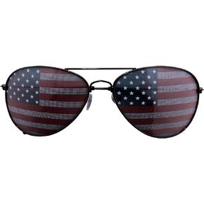 Super Z Outlet American USA Flag Design Metal Frame Aviator Sunglasses (Black)