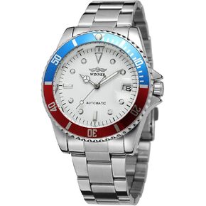 MASTOP Men Automatic Mechanical Watches Full Steel Waterproof Mens Watches with Calendar