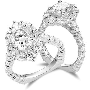 DovEggs Moissanite Engagement Rings for Women 4ctw Center 7X9mm Astro Oval GHI Color Cut Moissanite Solitaire Floral Euro Shank Halo Anniversary Wedding Ring 14K Gold QUALITY Silver Sterling