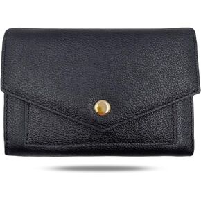 Women's Essential Genuine Pebble Leather Trifold Wallet RFID holds Cards/Change/Coins (Creamy Beige)
