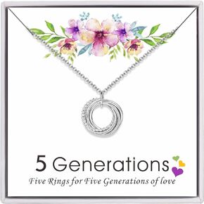 AM ANNIS MUNN Three Four Five Generations Necklace Grandma Gifts 925 Sterling Silver Necklace Gifts for Grandma Women Necklace Jewelry for Women Christmas Gift