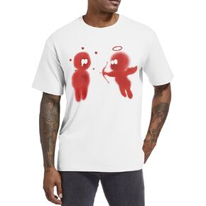 Bobeutou Mens Oversized Vintage Graphic T Shirt Cupid’s Love Arrow Baggy Shirts Streetwear Tshirt Retro Casual Tee Tops