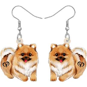 DALANE Acrylic Cute Pomeranian Dog Earrings Dangle Drop Anime Puppy Pets Jewelry for Women Girls Kids Dog Lovers Charms Gifts Party Favors Decor