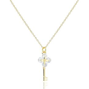 Dainty Crystal Key Necklace for Women 18K Gold Plated Stainless Steel Tiny Key Pendant Everyday Simple Cute Jewelry Gifts for Teen Girls Baby [KN-D-G] in Kuwait