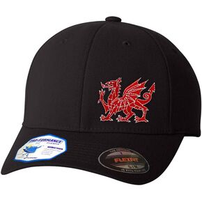 Flexfit Left Side Panel Welsh Dragon Embroidery Hats for Men & Women Polyester