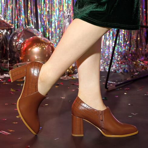Allegra K Women's Heel Boots Pointed Toe Chunky Heels Ankle Booties in Saudi Arabia