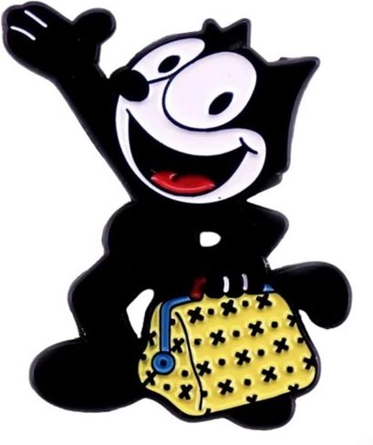 Felix the Cat Classic Black White Cartoon 1.4" Enamel Pin Badge in Saudi Arabia