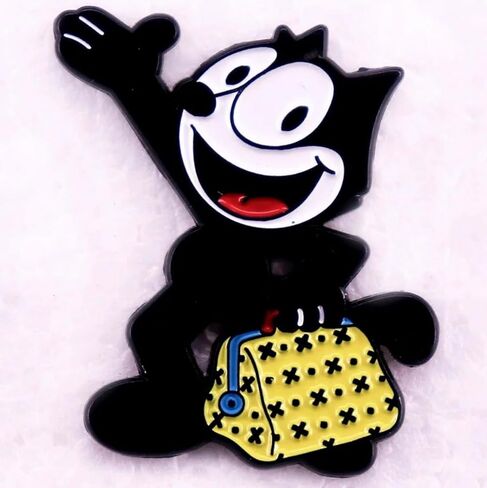 Felix the Cat Classic Black White Cartoon 1.4" Enamel Pin Badge in Saudi Arabia