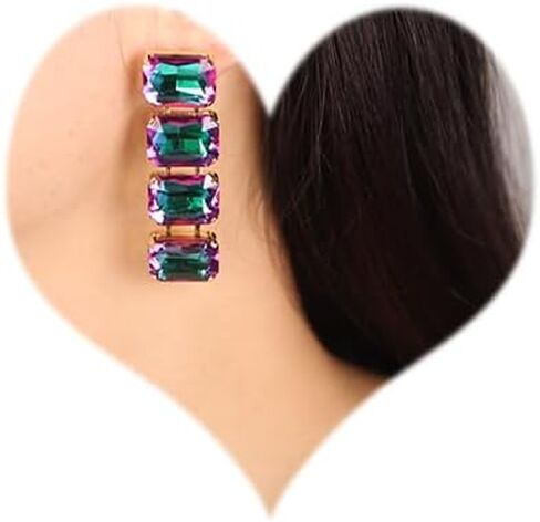 Women Girls Multi Glass Drill Dangle Earrings Rhinestone Vintage Dangle Earrings for Prom Party Dangle Earrings for Women Fashion Glass Drill Statement Drop Dangle Earrings in Kuwait