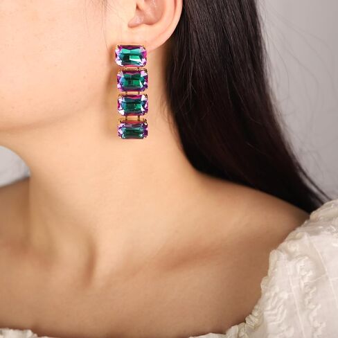 Women Girls Multi Glass Drill Dangle Earrings Rhinestone Vintage Dangle Earrings for Prom Party Dangle Earrings for Women Fashion Glass Drill Statement Drop Dangle Earrings in Kuwait