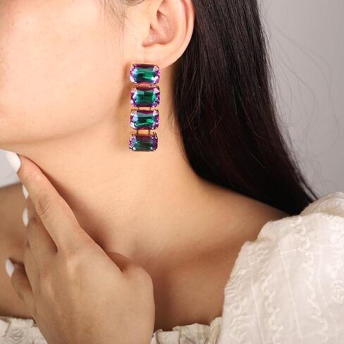 Women Girls Multi Glass Drill Dangle Earrings Rhinestone Vintage Dangle Earrings for Prom Party Dangle Earrings for Women Fashion Glass Drill Statement Drop Dangle Earrings in Kuwait