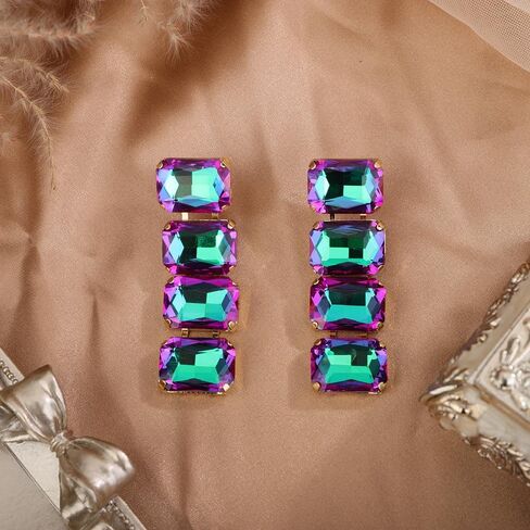 Women Girls Multi Glass Drill Dangle Earrings Rhinestone Vintage Dangle Earrings for Prom Party Dangle Earrings for Women Fashion Glass Drill Statement Drop Dangle Earrings in Kuwait