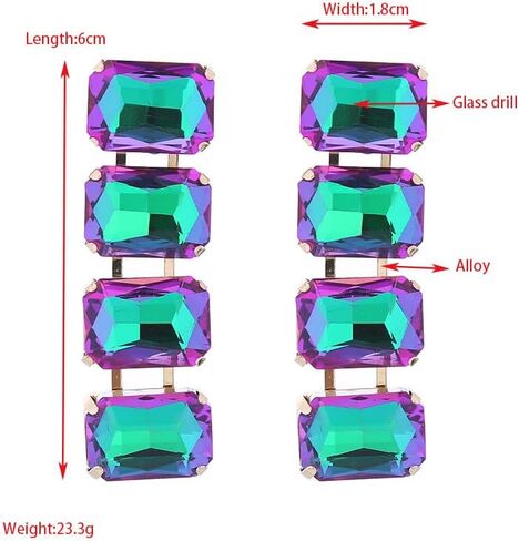 Women Girls Multi Glass Drill Dangle Earrings Rhinestone Vintage Dangle Earrings for Prom Party Dangle Earrings for Women Fashion Glass Drill Statement Drop Dangle Earrings in Kuwait