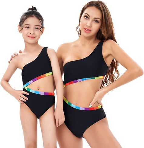 Mommy and Me Matching Family Swimsuit Ruffle Women Swimwear Kids Toddler Bikini Bathing Suits Summer Beachwear Sets in Saudi Arabia