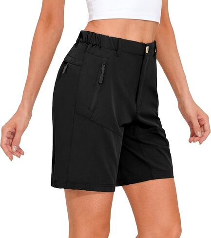 Mapamyumco Women’s Hiking Shorts Quick Dry Stretch for Golf Outdoor Camping Travel, Zipper Pockets in Saudi Arabia